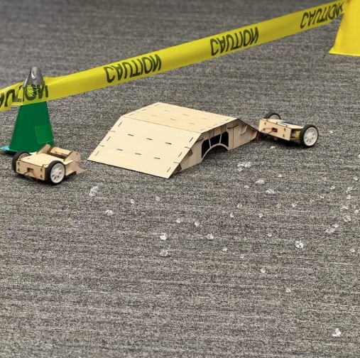 cars overcome the obstacles