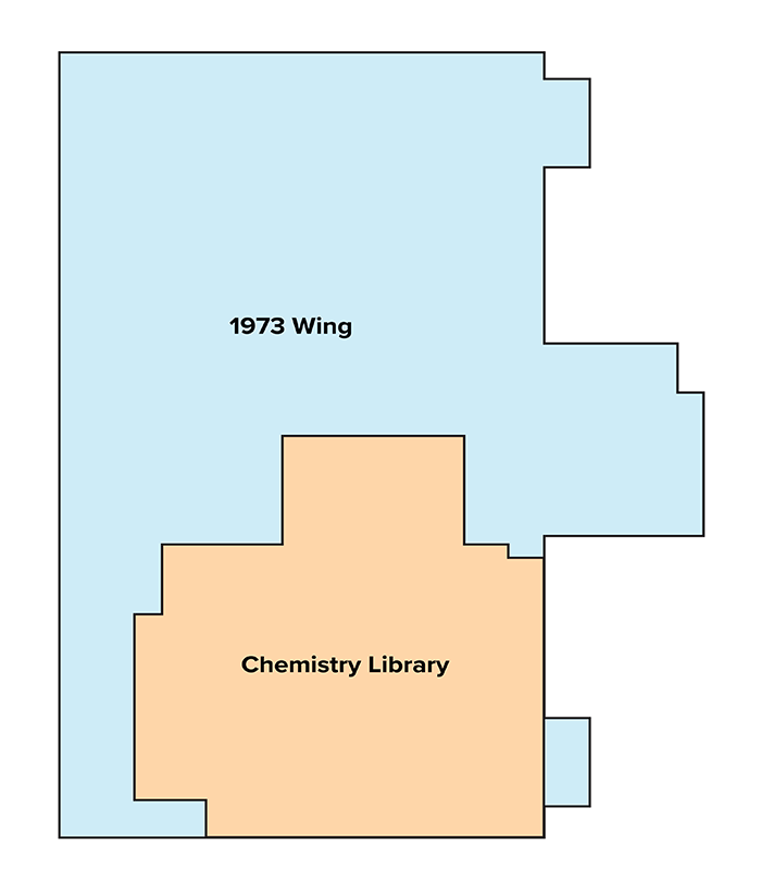 Floor plan showing the Chemistry's Libraries location within the Chemistry Laboratories' 1973 Wing's 5th floor