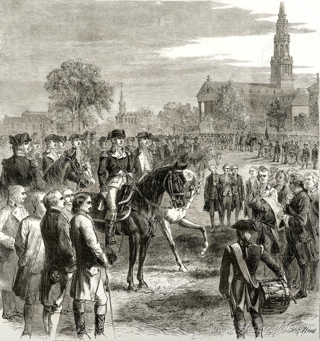 Engraving of GW reading the Declaration