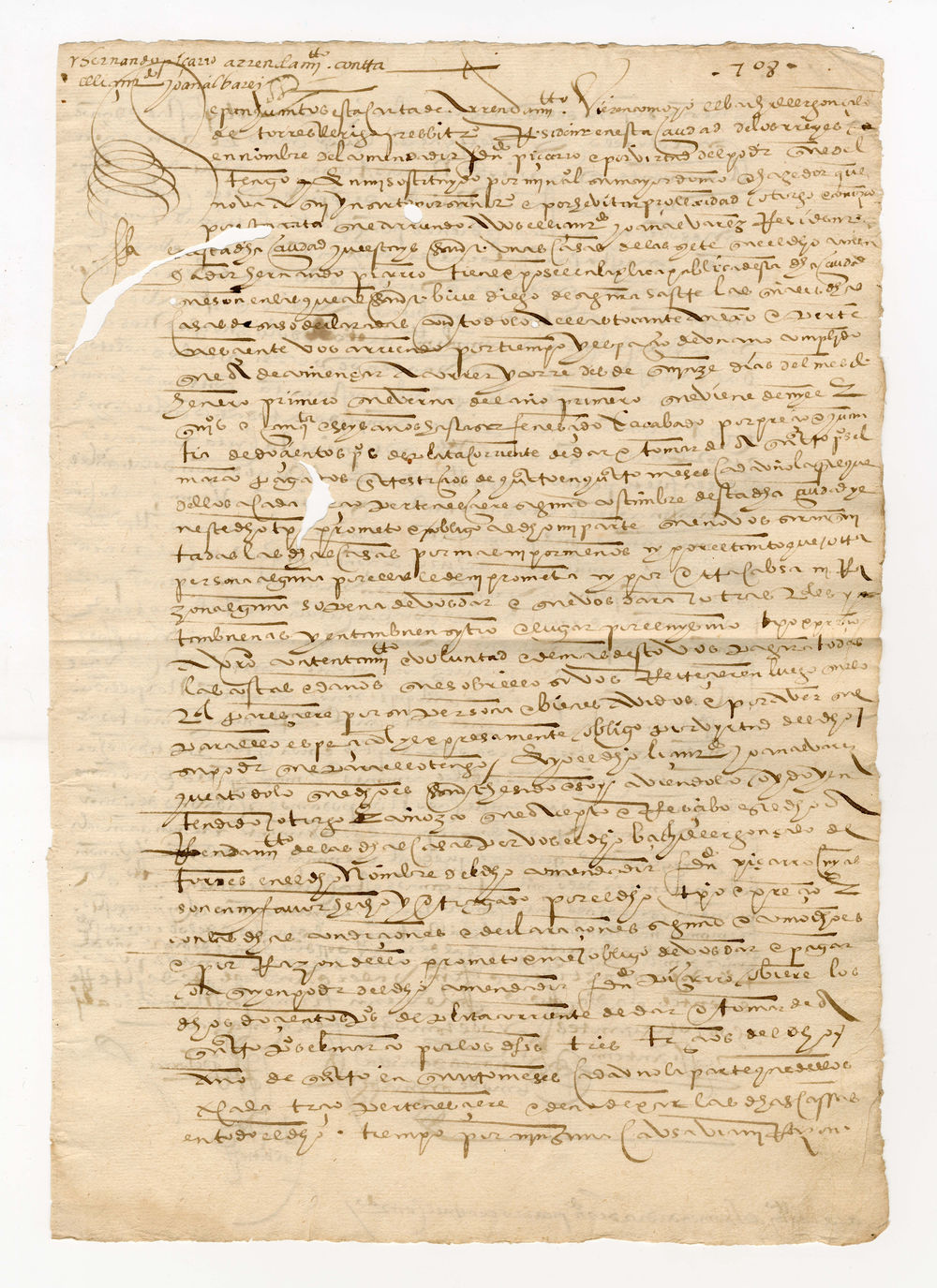 Rental contract relating to a dwelling in Lima between the converso physician Juan Alvarez and Hernando Pizarro