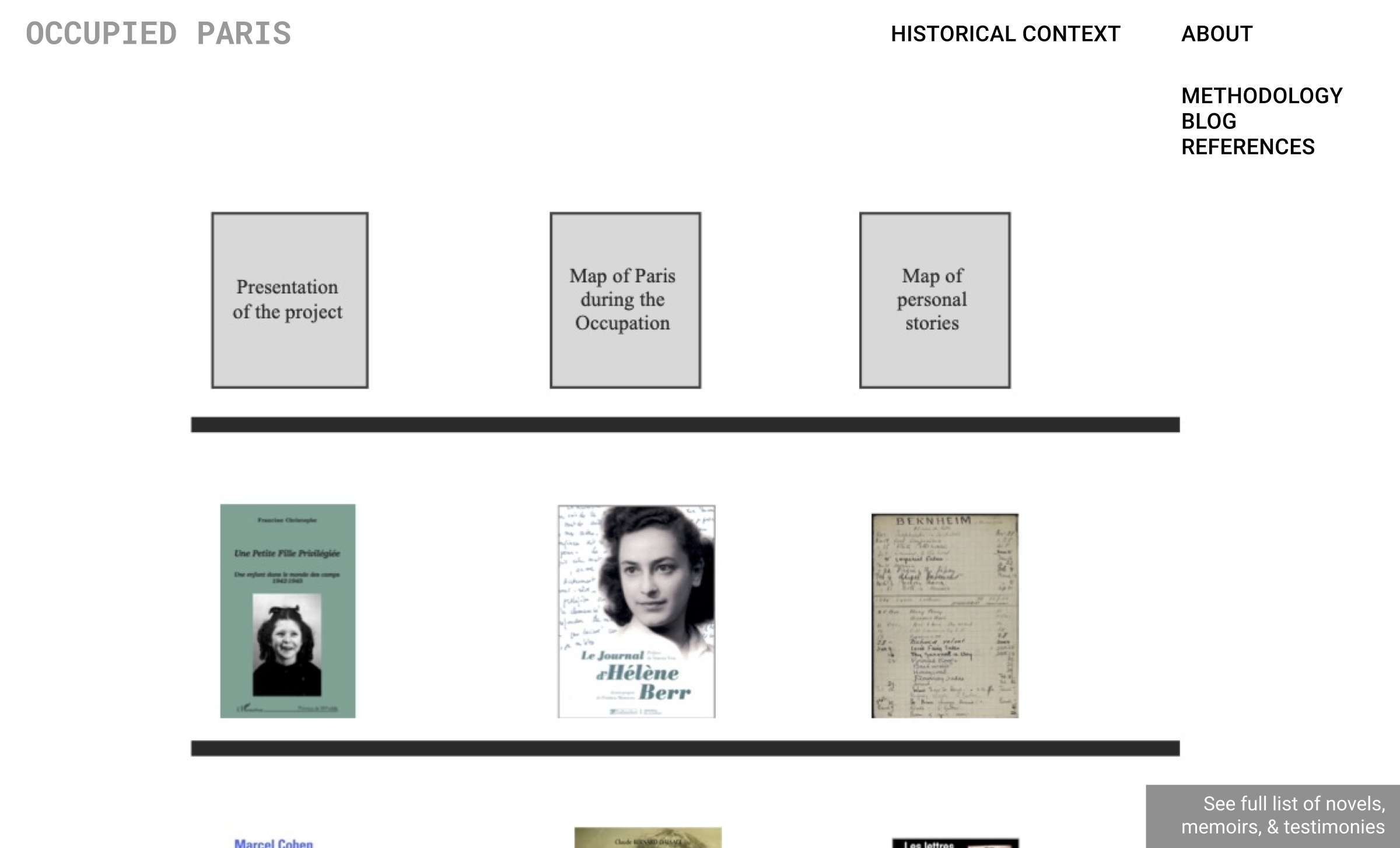 Initial wireframe for the new Occupied Paris site
